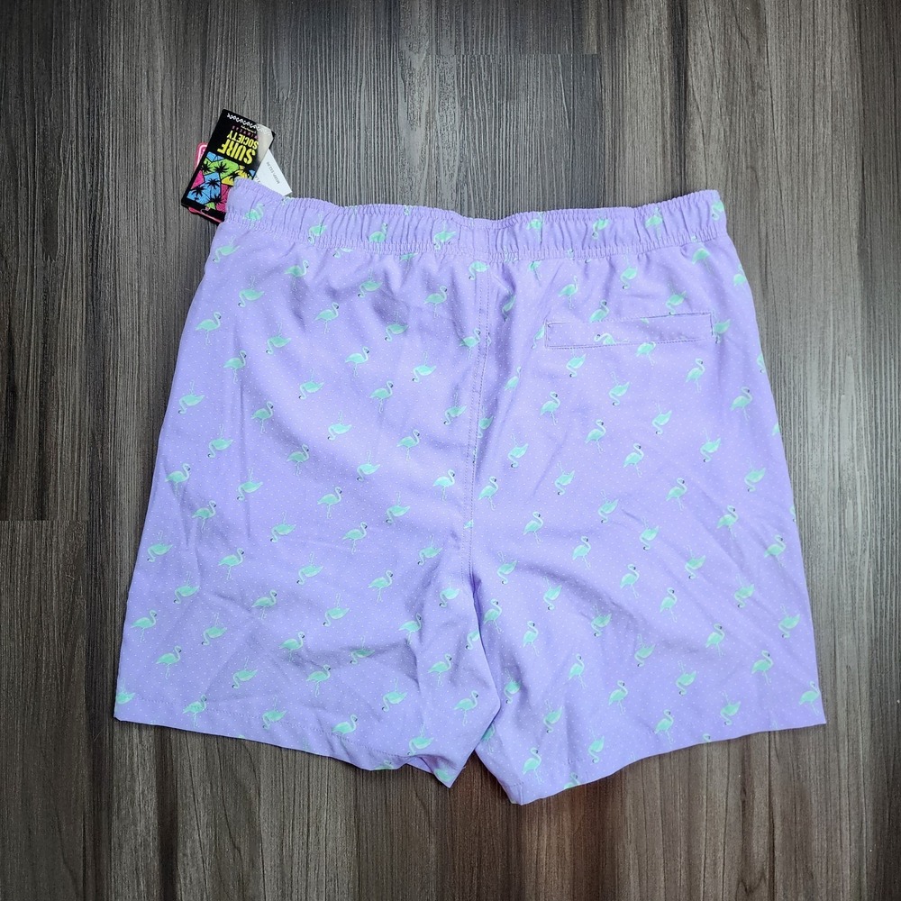 Surf Society Swim Trunks Men's Size XL Green Flamingo Pattern Swimwear Beach - Picture 6 of 7